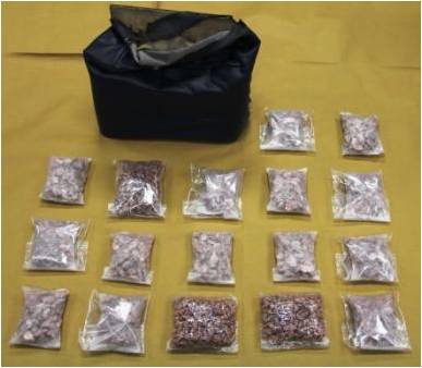 The 17 packets of heroin weighing approximately 4.9kg found hidden on the bus. These drugs are estimated to be worth S$740,000