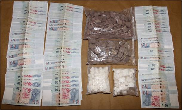 Drug seizure and cash in the 1 Feb 2013 operation