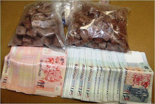 Items seized by CNB officers in the first operation at AMK conducted on 16 May 2014