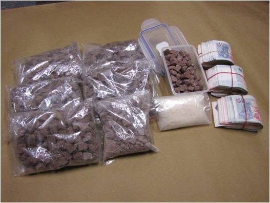 Heroin and Ice seized in a CNB operation on 24 July 2014.