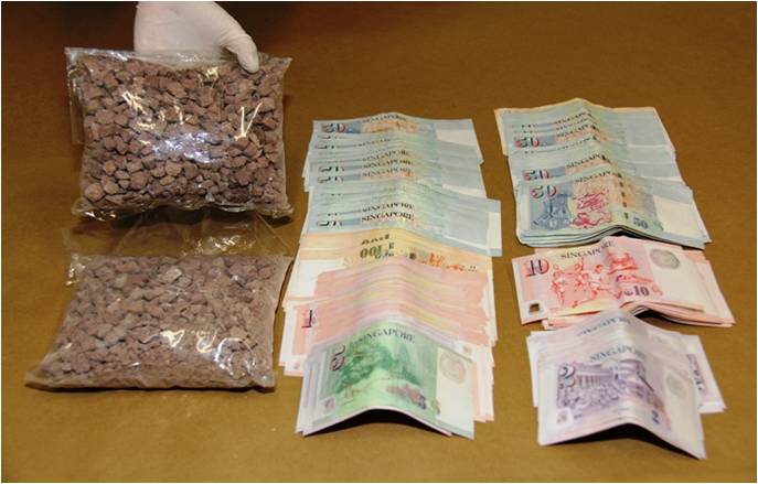 Some of the items seized by CNB officers in the second operation at Geylang conducted on 16 May 2014
