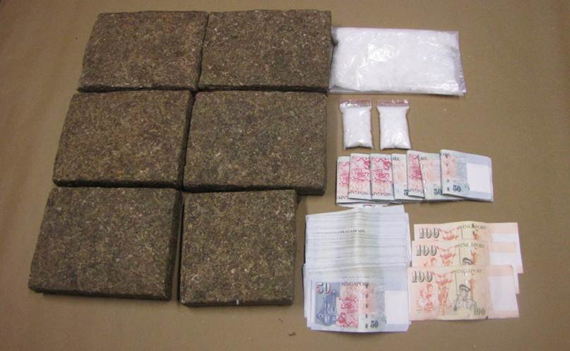 Cannabis, ‘Ice’ and cash seized in CNB operation at Senoko, Ang Mo Kio and Havelock Road on 21 September 2015