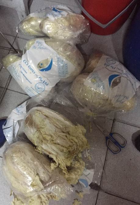 Photo-1: Cabbages where bundles of heroin were found concealed within, in CNB operation on 13 Aug 2015.