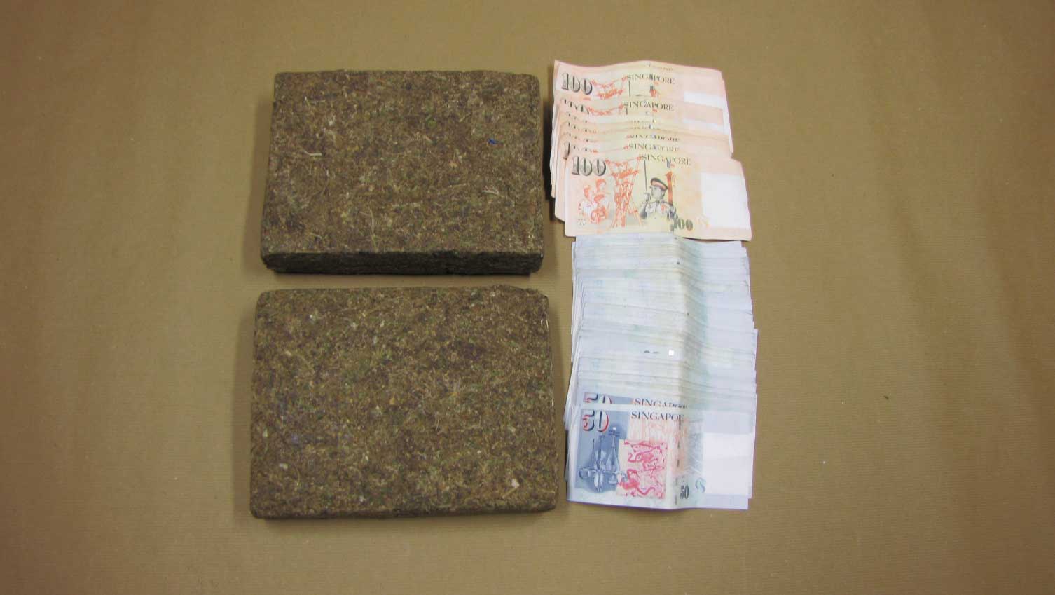 Photo 3: The cannabis and cash that was seized in CNB’s operation on 26 Nov 2015