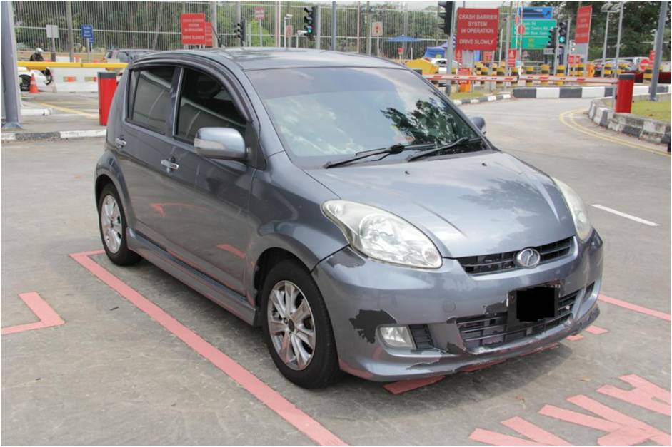 A car that was seized in a Home Team operation on 25 February 2015