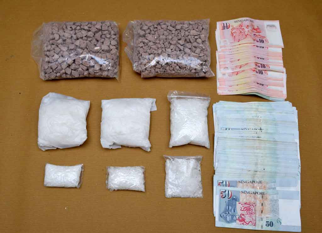 Photo-2 : Drugs and cash seized in CNB operation on 6-Oct 2015