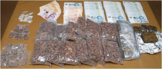 Photo 1: Drugs seized from CNB operation on 23 September 2014