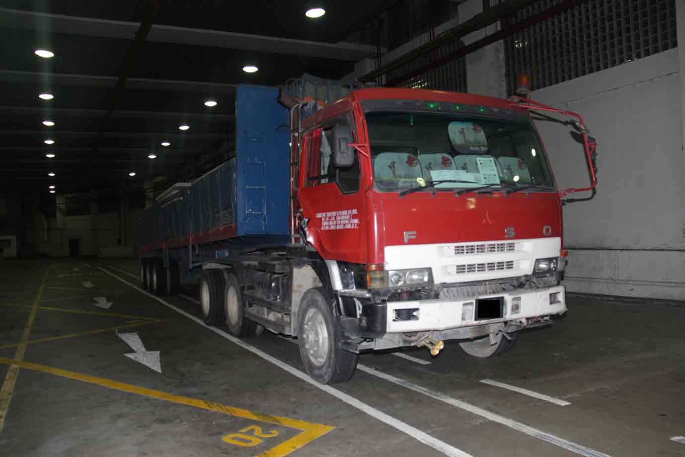 Lorry at Woodlands Checkpoint in which the drugs were found