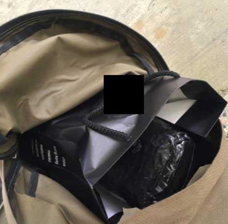 Haversack carried by the 46-year-old male Singaporean, where approximately 1.4kg of heroin was recovered
