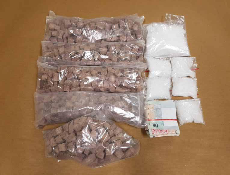 Heroin and ‘Ice’ and cash seized in CNB operation on 26 October 2016.