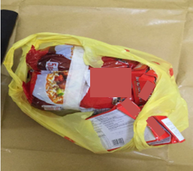 Photo 2: Instant noodle packaging seized in a CNB operation on 27 July 2016.