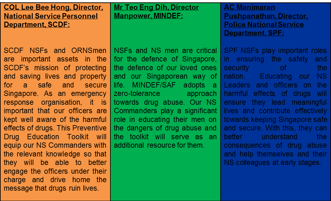 Testimonials by SCDF, MINDEF and SPF