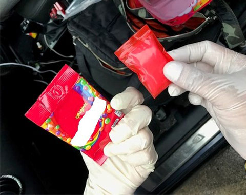 Photo of drugs concealed in candy wrappers