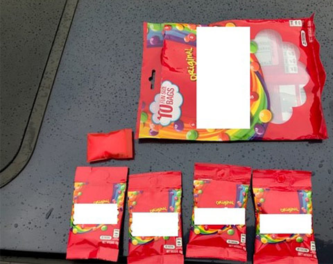 Photo of drugs concealed in candy wrappers