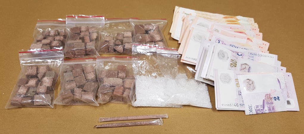 Heroin and Ice recoverd from CNB operation at Sembawang Drive