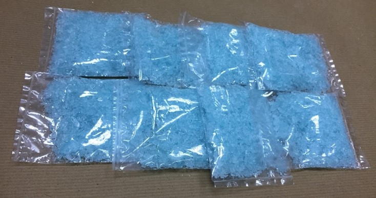 Blue coloured Ice seized at Woodlands Checkpoint