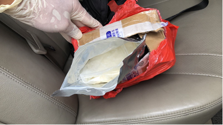 Photo-1 (CNB): About 506g of powder found on rear car seat at Norris Road, during CNB operation on 18 July 2018. Photo-1 (CNB): About 506g of powder found on rear car seat at Norris Road, during CNB operation on 18 July 2018.