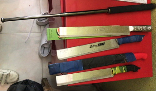 Photo-3 (CNB): Weapons seized during a CNB operation on 12 February 2018 at Pasir Ris Drive 3.