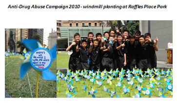 Anti-Drug Abuse Campaign 2010- Windmill planting at Raffles Place Park Anti-Drug Abuse Campaign 2010- Windmill planting at Raffles Place Park