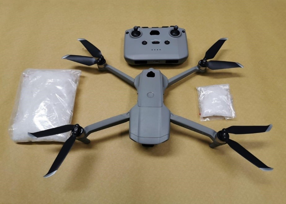 Unmanned aircraft and drugs seized by CNB on 17 June 2020