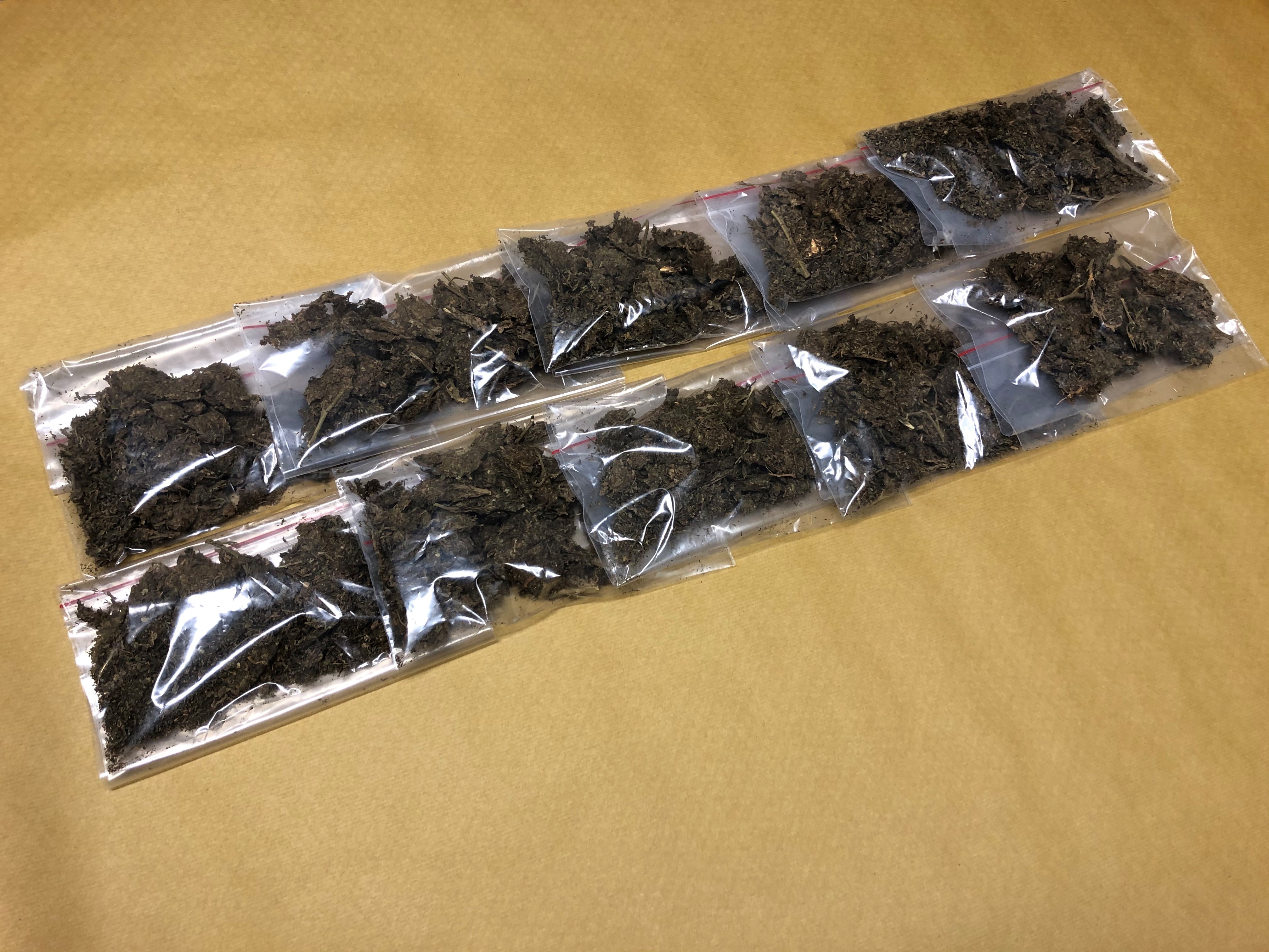 Photo 2: Ten packets containing about 524g of cannabis seized from a unit in the vicinity of Anchorvale Road.
